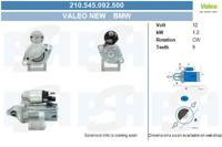 Startmotor / Starter BV PSH, Spanning (Volt)12V, u.a. für BMW - thumbnail