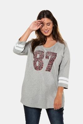 Ulla Popken Shirt, Classic, V-hals, 3/4 mouwen - Grote Maten