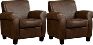 Set van 2 Bruine leren klassieke fauteuils Perfection - poot hout bruin - Vintage Leer Brown (bruin leer)