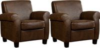 Set van 2 Bruine leren klassieke fauteuils Perfection - poot hout bruin - Vintage Leer Brown (bruin leer) - thumbnail