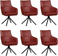 Set van 6 Rode leren industriële draaibare eetkamerstoelen Fancy - Granada leer Rouge (rood leer) - thumbnail