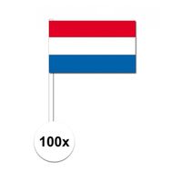 100x Nederland decoratie papieren zwaaivlaggetjes   -