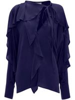 Victoria Beckham blouse en soie à volants - Bleu - thumbnail