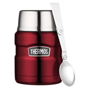 RVS Thermos voedseldrager / isoleerbeker voor eten 470 ml rood