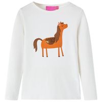 Kindershirt met lange mouwen dierenprint 104 ecrukleurig - thumbnail