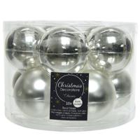 Decoris Kerstballen set - 10x stuks - zilver - glas - 6 cm - glans/mat - kerstversiering   -