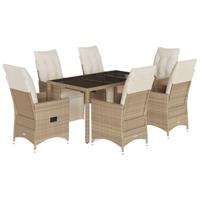 vidaXL 7-delige Bistroset met kussens poly rattan beige, loungeset, loungeset tuin, loungeset buiten, tuinset, terrasset, tuinset lounge
