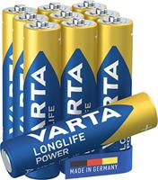 VARTA Longlife Power AAA Micro LR03 Batterij (verpakking met 10 stuks) Alkaline Batterij - Made in Germany - ideaal voor speelgoed zaklamp controller en andere apparaten op batterijen
