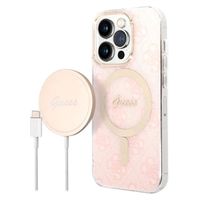 Guess 4G Edition Bundle Pack iPhone 14 Pro Hoesje & Draadloze Oplader - Roze - thumbnail