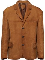 Prada blazer en daim à simple boutonnage - Marron