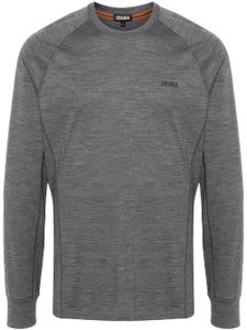 Zegna logo-embroidered mélange-wool jumper - Gris