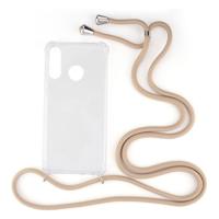 Shop4 - Huawei P30 Lite Hoesje - Zachte Back Case met Koord Beige