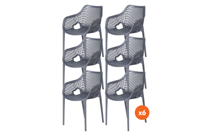 Set van 6 - Madino Air stapelbare stoel - Grijs Set van 6 - Madino Air stapelbare stoel - Grijs
