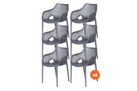 Set van 6 - Madino Air stapelbare stoel - Grijs