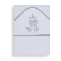 Interbaby Badcape Eenhoorn Junior 100 Cm Katoen Wit/grijs