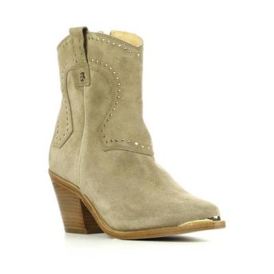 Red Rag 77156 suède cowboylaarzen met studs beige