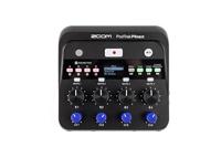 ZOOM PodTrak P4next podcastrecorder, 4 XLR-microfooningangen, 4 hoofdtelefoonuitgangen, AI-ruisonderdrukking, geluidseffecten en comp-effecten, telefooningang, soundpads, opname op SD, batterij of USB