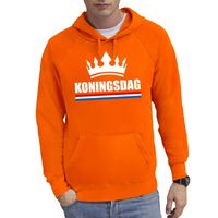 Oranje Koningsdag met een kroon hooded sweater heren 2XL (EU 56)  -