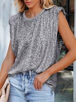 Loose Glitter Casual Tank Top