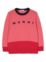 Marni Kids pull en maille à logo intarsia - Rose