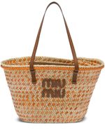 Miu Miu sac cabas Palmetto à patch logo - Tons neutres - thumbnail