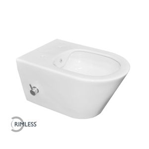 Wiesbaden Wandcloset Luxe Rimless 53 cm Inclusief Ingebouwde Bidet WM/KD Wit