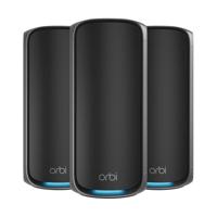 NETGEAR Orbi 970 Series Quad Band WiFi 7 Mesh WLAN Set (RBE973SB), BE27000 WiFi 7 Router met 2 satellietrepeaters, bereik tot 660 m², 200 apparaten, internetverbinding 10 Gig