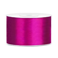 1x Fuchsia roze satijnlint rollen 3,8 cm x 25 meter cadeaulint verpakkingsmateriaal   - - thumbnail