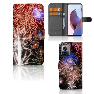 Motorola Edge 30 Ultra Wallet Case met Pasjes Vuurwerk