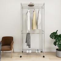 vidaXL Kledingrek 2-laags met wielen 100 kg 90x45x198 cm chroomkleurig