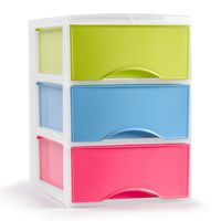 Ladeblokje/bureau organizer met 3x lades - gekleurd - L26 x B37 x H37 cm - plastic - thumbnail