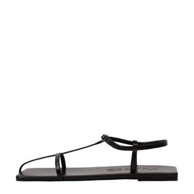 Mango leren sandalen zwart