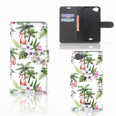 Wiko Rainbow Jam Telefoonhoesje met Pasjes Flamingo Palms