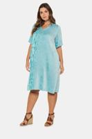 Ulla Popken Jurk, V-hals, structuur, zakken opzij, korte mouwen - Grote Maten