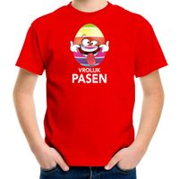 Paasei die tong uitsteekt vrolijk Pasen t-shirt rood voor kinderen - Paas kleding / outfit - thumbnail