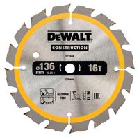 DeWalt Accessoires Cirkelzaagblad 136x10x16t, wisseltand, positief 20°, kerf 1,6mm - DT1946-QZ