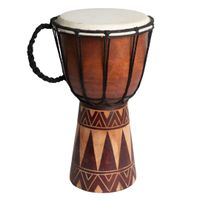 Djembe met Gegraveerde Driehoeken (ca. 30 x 17 x 12 cm) - thumbnail