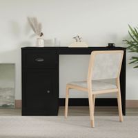 Bureau met lade 115x50x75 cm bewerkt hout zwart - thumbnail