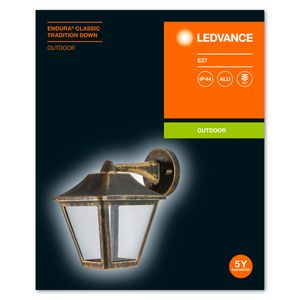 LEDVANCE ENDURA® CLASSIC TRADITIONAL ALU L 4058075206168 Buitenlamp (wand) LED E27 Zwart, Goud