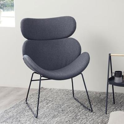 Fauteuil 'Ida' zwart onderstel, kleur donkergrijs
