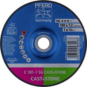 PFERD 62917625 E 180-7 SG CAST+STONE Afbraamschijf gebogen Diameter 180 mm Boordiameter 22.23 mm Aluminium legering, Gietijzer, Giethuid, Beton, Titanium 10