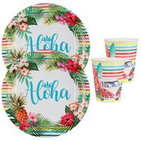 Hawaii thema feest wegwerp servies set - 20x bordjes / 20x bekers - Hawaii