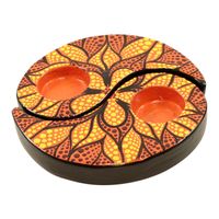 Waxinelichthouder Mandala Oranje Stippen - thumbnail