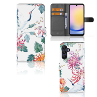 Samsung Galaxy A25 Telefoonhoesje met Pasjes Bird Flowers - thumbnail