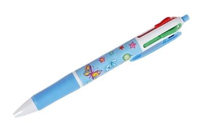 LG Imports 4 kleuren balpen Vlinder meisjes 14,5 cm blauw