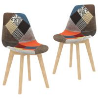 vidaXL Eetkamerstoelen 2 st met patchwork ontwerp stof meerkleurig