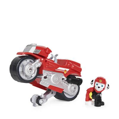 PAW Patrol , Moto Pups Marshall Deluxe terugtrekmotor met wheelie-functie en figuur PAW Patrol , Moto Pups Marshall Deluxe terugtrekmotor met wheelie-functie en figuur