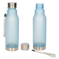 Waterfles/drinkfles/sportfles - 2x - lichtblauw - kunststof/rvs - 600 ml