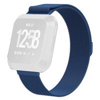 By Qubix - Compatible met Fitbit Versa 1/2 & Lite milanese bandje - Maat: Large - Donkerblauw - Compatible fitbit bandje