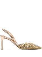 René Caovilla 88mm crystal-embellished heeled pumps - Or - thumbnail